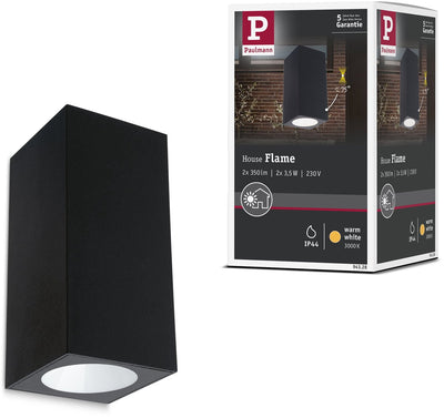 Paulmann applique LED flamme ip44 angulaire 58x128 mm 3000k 2x3,5w 2x260lm 230v 75° aluminium anthracite