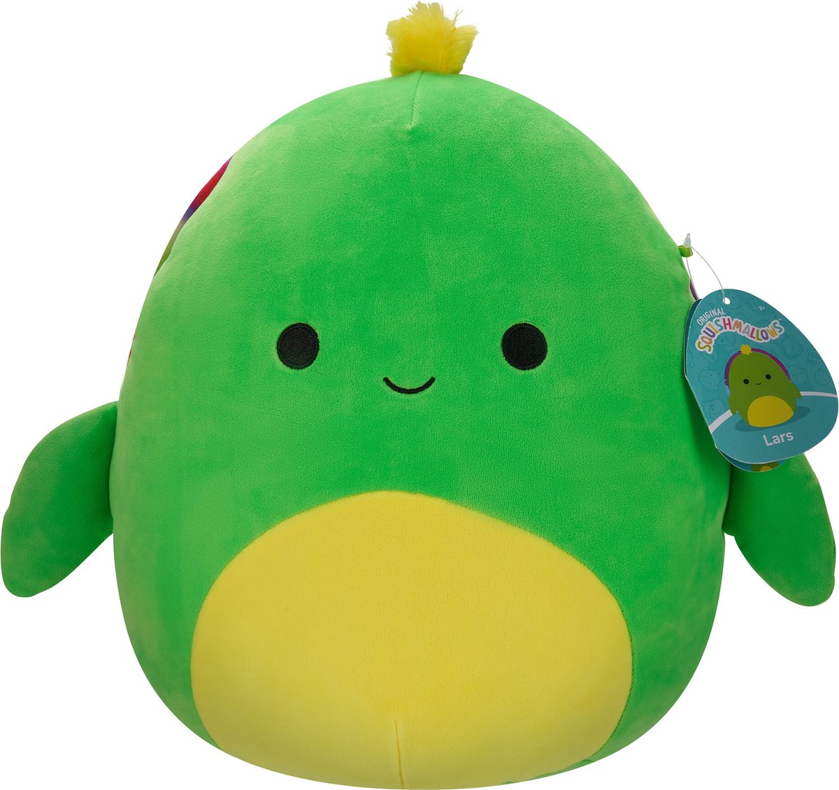 Squishmallows lars-tortue verte fluo avec coquille tie-dye néon peluche 30 cm
