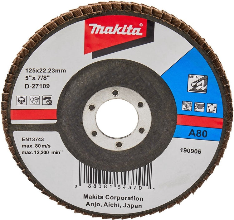 Makita accessoires disque de ponçage à lamelles 125mm a80 - d-27109 d-27109