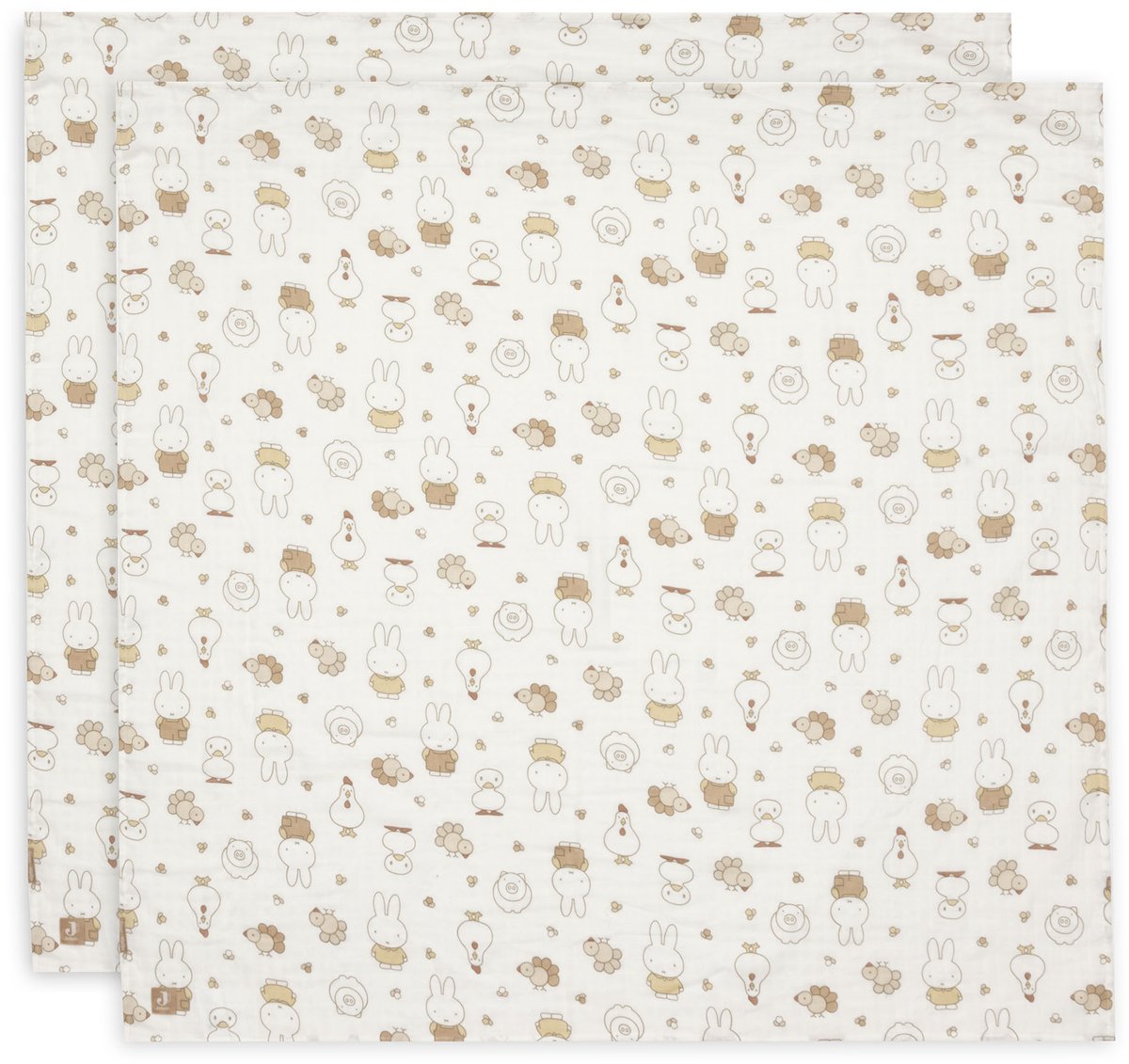 Tissu hydrophile Jollein grand - 115x115cm - ferme familiale miffy - 2 pièces