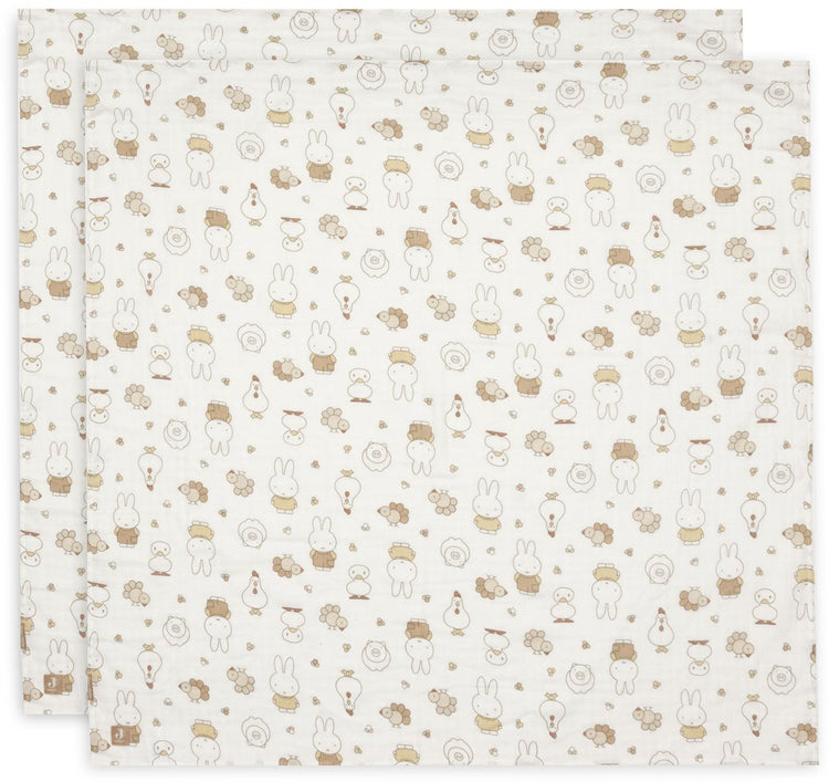 Tissu hydrophile Jollein grand - 115x115cm - ferme familiale miffy - 2 pièces