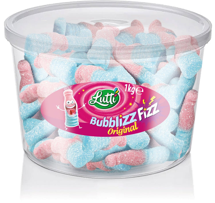 Lutti - bubblizz - bonbons aigre-doux au goût de bubble gum - silo - 1kg