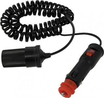 Rallonge Carpoint 12 24v – cordon enroulé de 2,5 mètres – avec interrupteur – 5a 54w – universelle 21mm 12mm – avec fusible