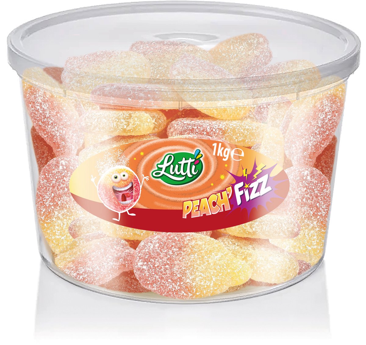 Lutti - pêche'fizz - bonbons acidulés - saveur pêche - silo - 1kg