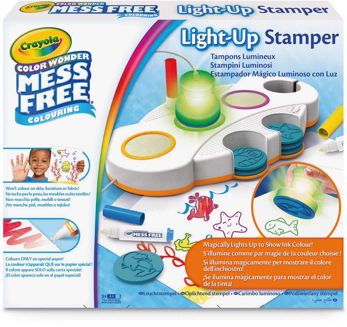 Crayola - tampons lumineux color wonder sans bavures - pack hobby - activité créative et cadeau pour les enfants à partir de 3 ans