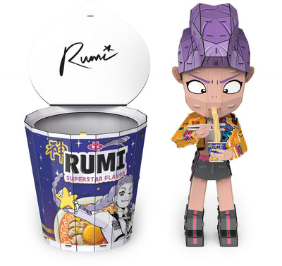 4D Build - Bol Rumi Kpop Demon Hunters avec puzzle 3D Ramyeon - 138 pièces, figurine Rumi amovible et présentoir