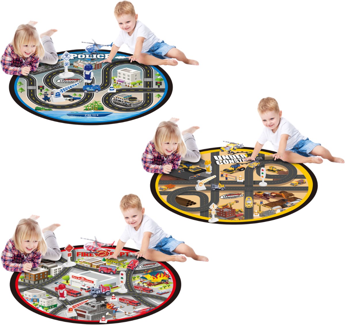 Coffret de jeu de voiture avec couverture - thème police