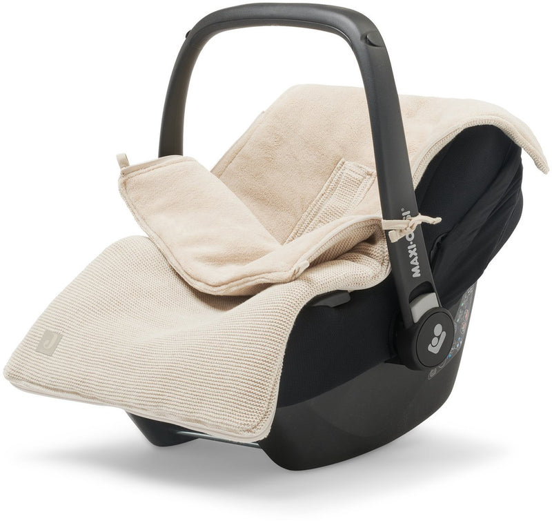 Jollein - chancelière pour poussette siège auto (nougat) - tricot basique - coton - polyester - chancelière maxi cosi, poussette ou siège auto - 42x82cm