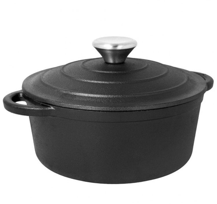 Casserole en fonte Brunbeste - 3,5 l - 24 cm - marmite avec couvercle - noir