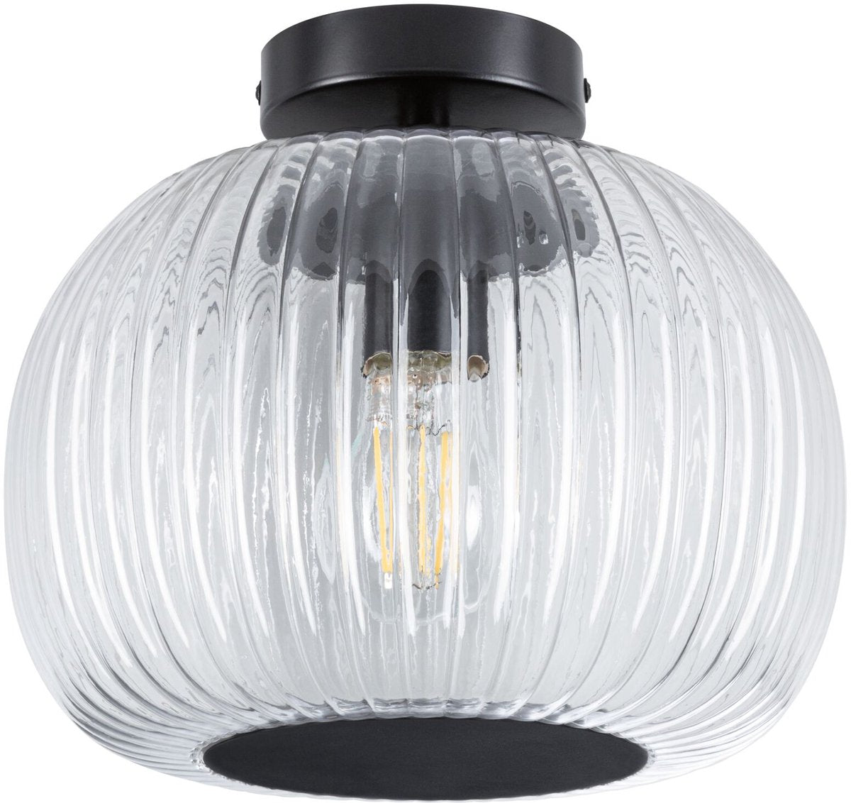 Paulmann plafonnier LED Ruya IP44 E27 230V max. Verre dimmable 60W, noir mat