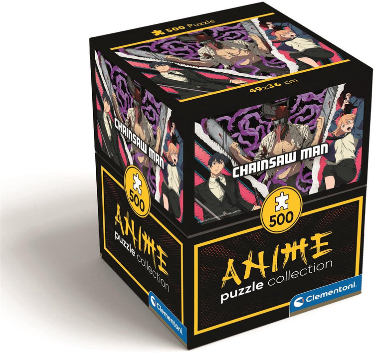 Clementoni - puzzle - 500 pièces - chansaw man - collection anime - cube - puzzle pour adultes
