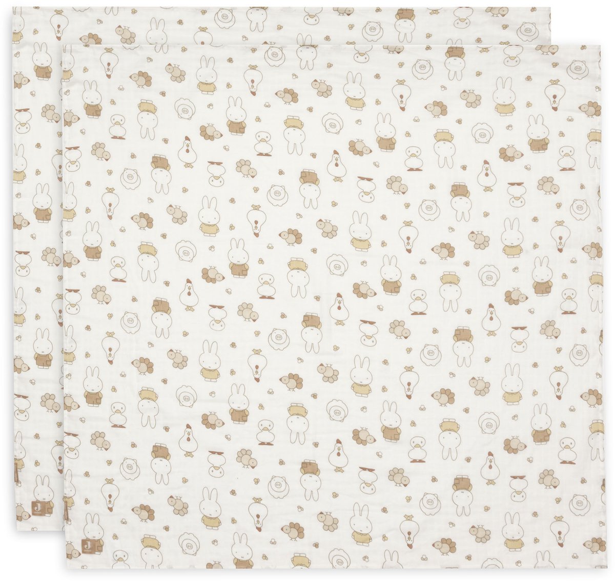 Tissu hydrophile Jollein grand - 115x115cm - ferme familiale miffy - 2 pièces