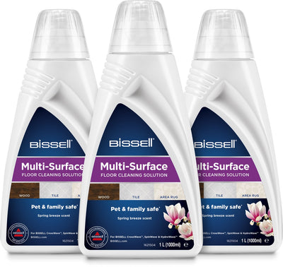 Bissell Nettoyant pour sols multi-surfaces 3 x 1 l - Convient pour Crosswave Spinwave - Agent de nettoyage universel - Nettoyant puissant pour carrelage, nettoyants pour stratifiés en bois - 2885