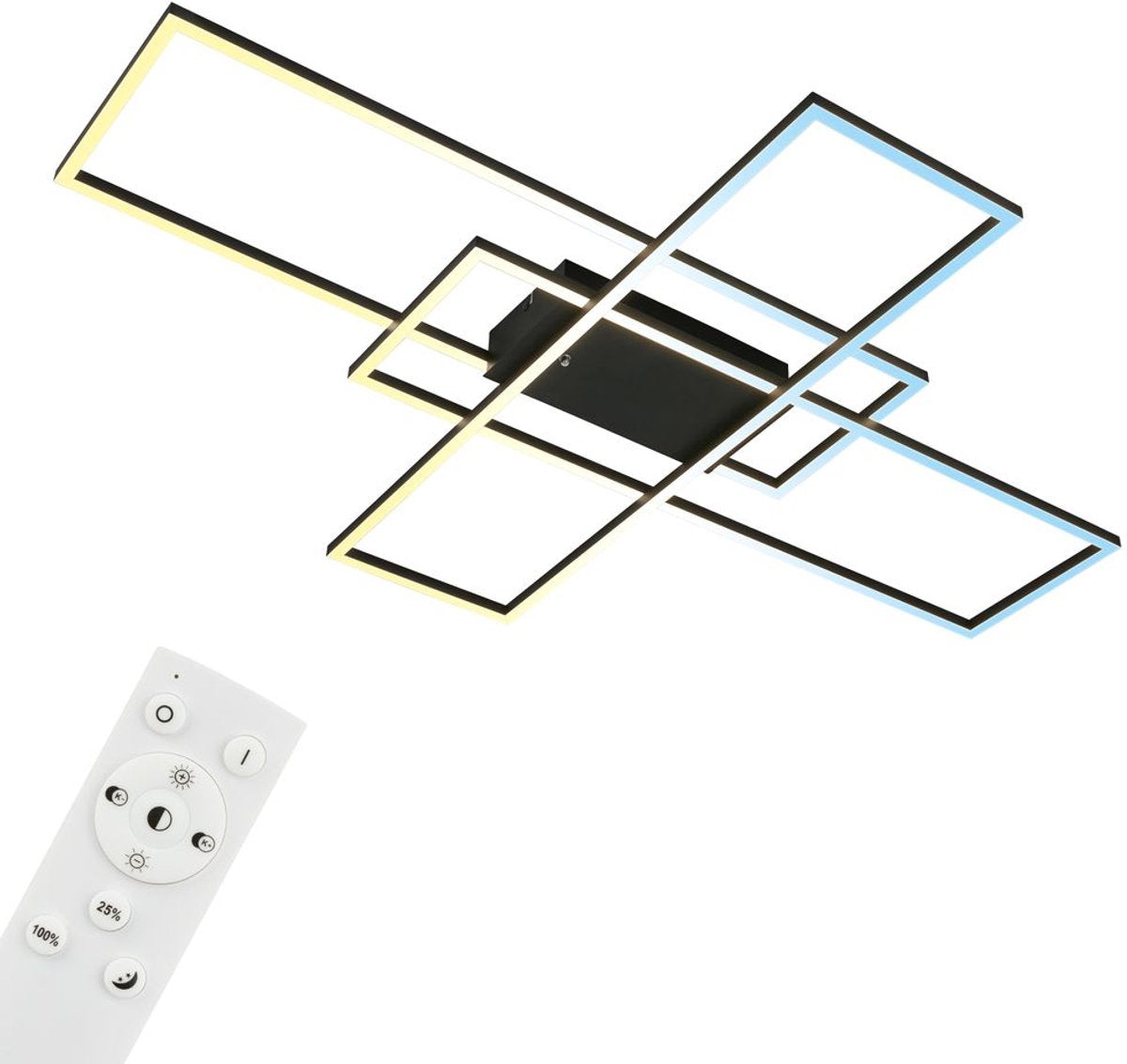 B.k.licht briloner - plafonnier - plafonnier à intensité variable - avec télécommande - avec fonction mémoire - avec fonction veilleuse - avec CCT - 104 x 71 x 9,5 cm - noir