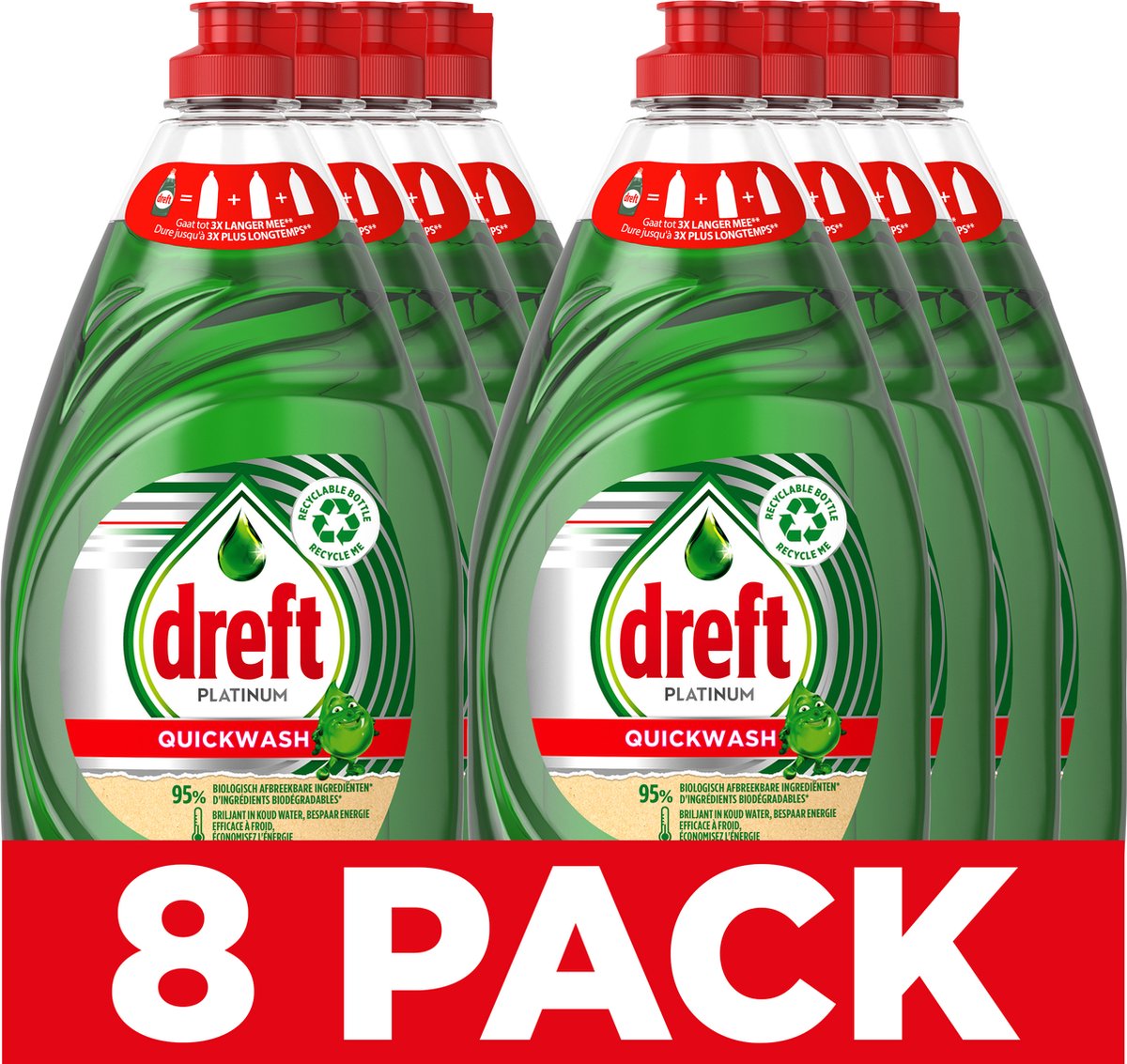 Liquide vaisselle Dreft Platinum Quickwash Liquid - Original - Pack économique 8 x 780 ml