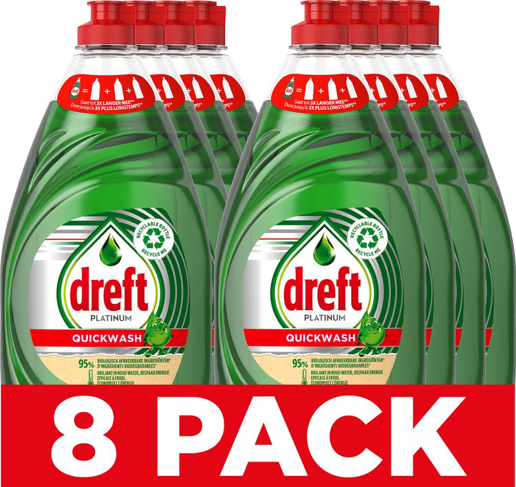 Liquide vaisselle Dreft Platinum Quickwash Liquid - Original - Pack économique 8 x 780 ml