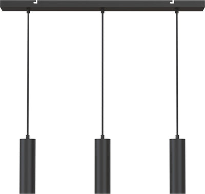 Lampe suspendue Calex - gu10 - 3 lumières - plafonnier - noir mat - salle à manger - cuisine - table à manger - excl. source de lumière