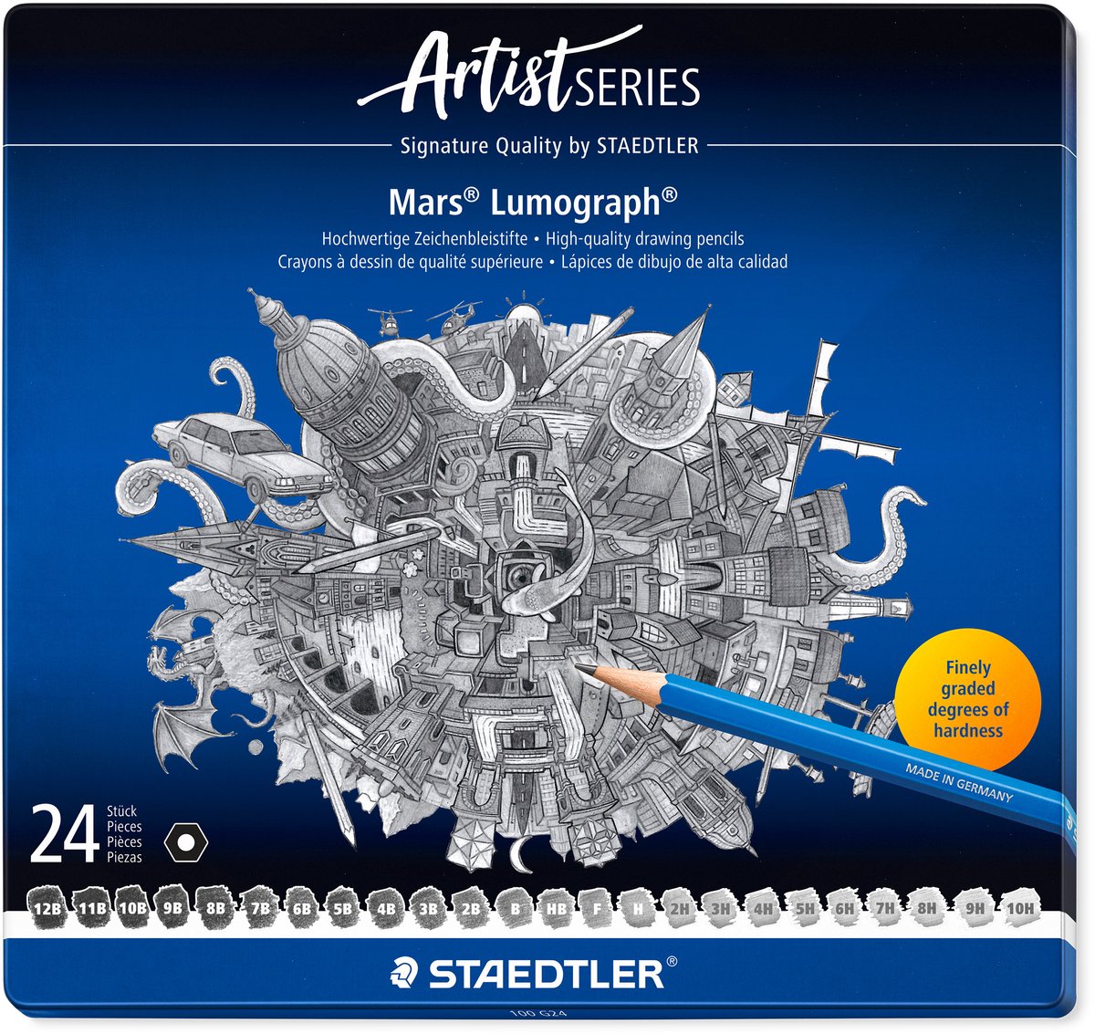 Staedtler - série d'artistes - crayon lumograph mars - set 24 pcs
