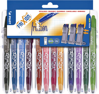 Coffret stylo roller Pilot Frixion - effaçable - 12 couleurs - sous blister luxe