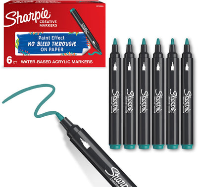 Marqueurs de peinture acrylique marqueur créatif Sharpie | point rond | marqueurs à peinture à l'eau | l'encre ne bave pas et convient à la plupart des surfaces | vert émeraude | 6 pièces