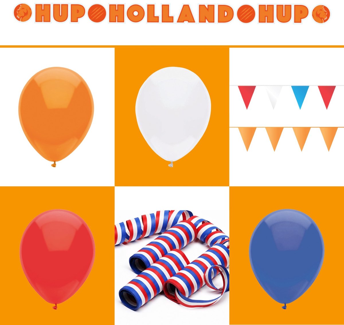 Pack de fête Coupe du Monde 3 semaines décoration orange 46 pièces – banderoles, ballons et banderoles