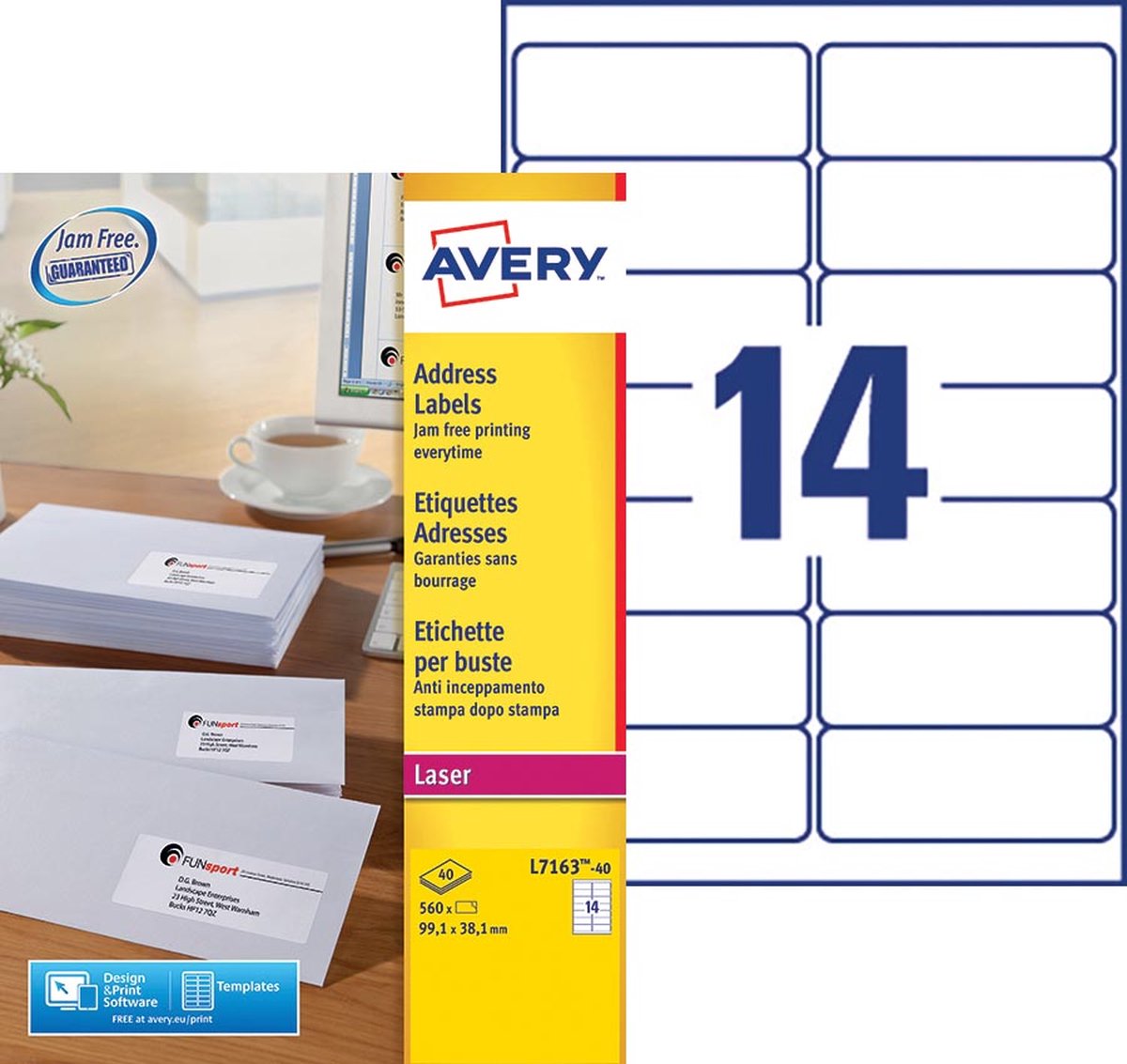 Étiquettes d'adresse Avery l7163-40