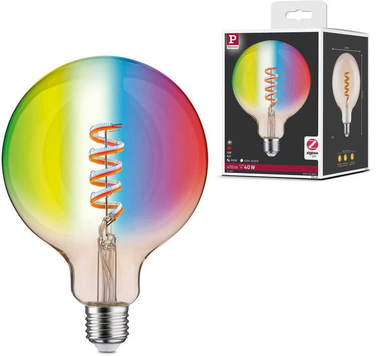 Paulmann Filament 230 V Smart Home ZigBee 3.0 Globe LED G125 E27 470LM 6,3W RGBW+ Intensité variable Or