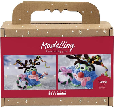 Creativ company mini kit de loisirs pour sculpture, monstre de renne, différentes couleurs, 1 boîte