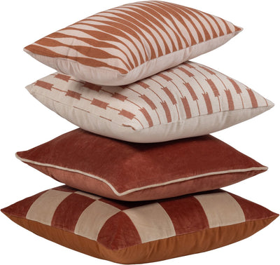 Coussins Woood vola - coton - marron rouille rose - 50x50x10 - lot de 4