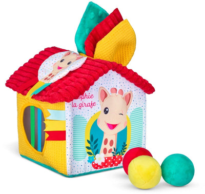 Maison découverte Sophie la girafe – maisonnette en tissu avec balles et tapis de jeu pour bébé – stimule les sens, la motricité et le plaisir de la découverte