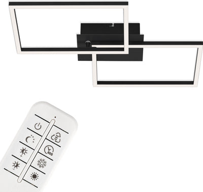 Briloner - Plafonnier LED - Plafonnier à intensité variable - incl. télécommande - CCT - fonction veilleuse et minuterie - noir