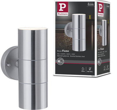 Paulmann applique flamme ip44 60 mm max. 2x10w 230v inox brossé