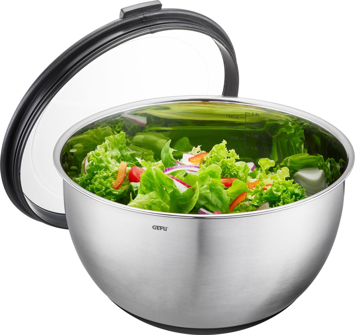 Gefu muovo bol mélangeur avec couvercle – 3 litres – acier inoxydable – antidérapant – ø 24 cm
