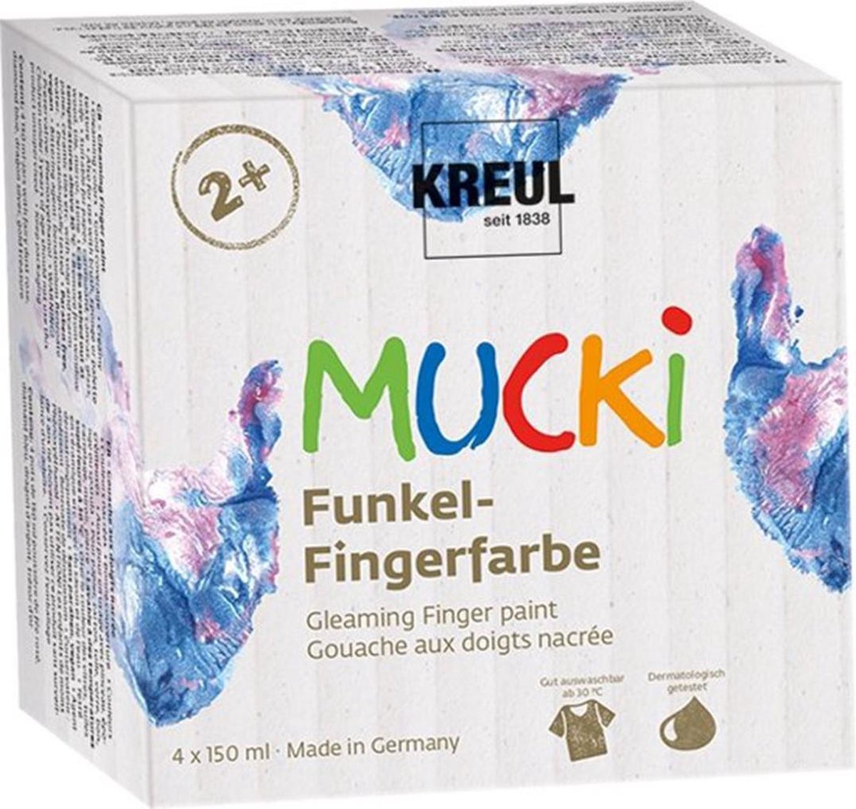 Creativ Company Mucki Paint Finger Metallic Blue Gold Pink Silver, 4st.