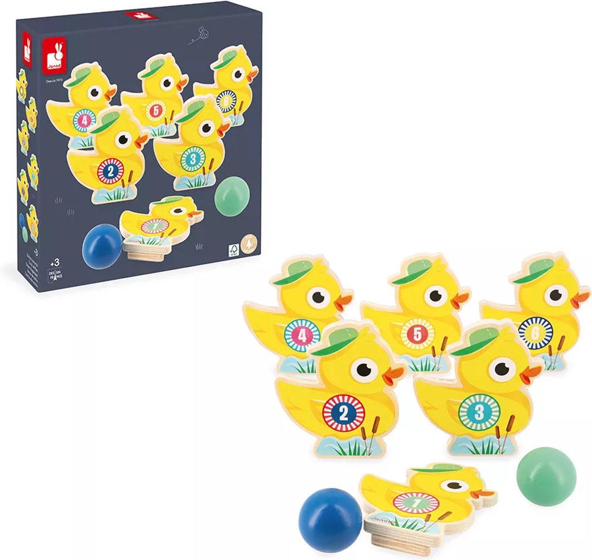 Janod - apple pop - jeu de quilles canards bowling