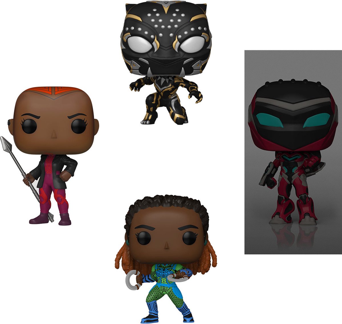 Funko pop merveille : panthère noire - wakanda pour toujours, pack de 4 (brillent dans le noir)
