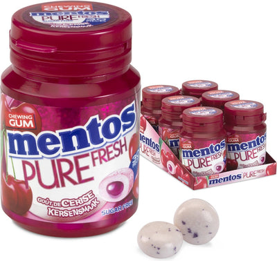 Chewing-gum Mentos pure cerise fraîche bouteille (6x 30 pièces)