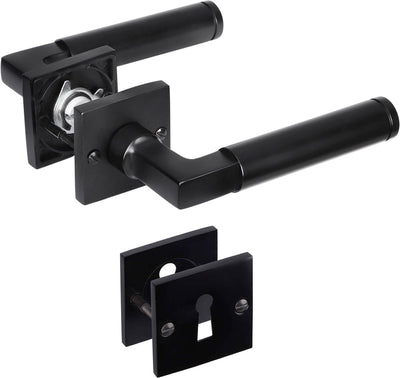 Ferrure de porte intérieure Impresso aston - rosace carrée avec rosace à clé carrée - aluminium - noir