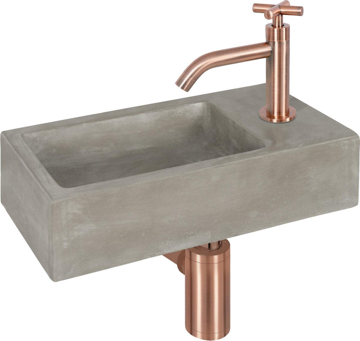 Differnz Ravo set de fontaine béton gris foncé courbé x cuivre rouge