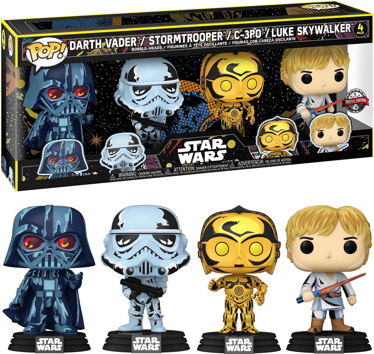 Funko-pop ! star wars - série rétro nous pop exclusive ! paquet de 4