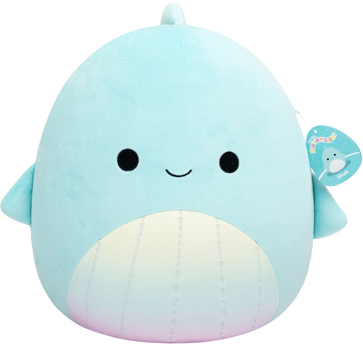 Squishmallows Jazwares - grande peluche (shah - baleine sarcelle avec ventre arc-en-ciel) - peluche 40cm
