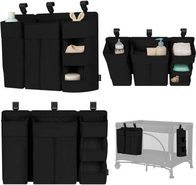 Lionelo sidepocket large – organiseur de berceau à poche de chevet 58×11×58 cm – conception modulaire en 3 parties avec poche zippée – pour lit de voyage, boîte cododo – renforcé, multifonctionnel amovible – couches, lingettes accessoires