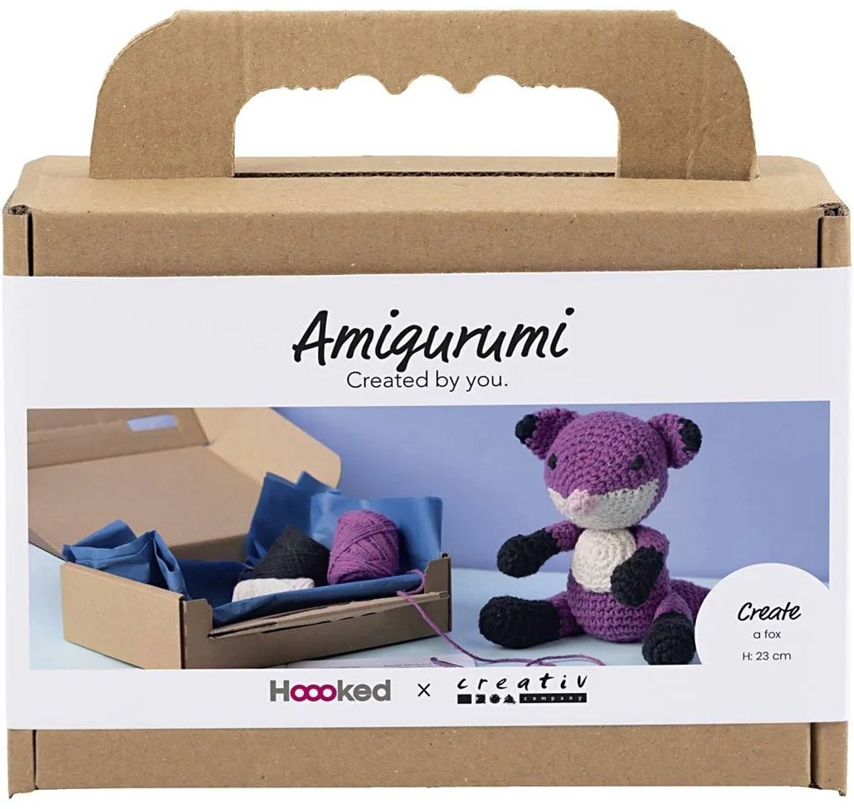 Creativ company hobby set amigurumi, renard, noir, prune, 1 boîte