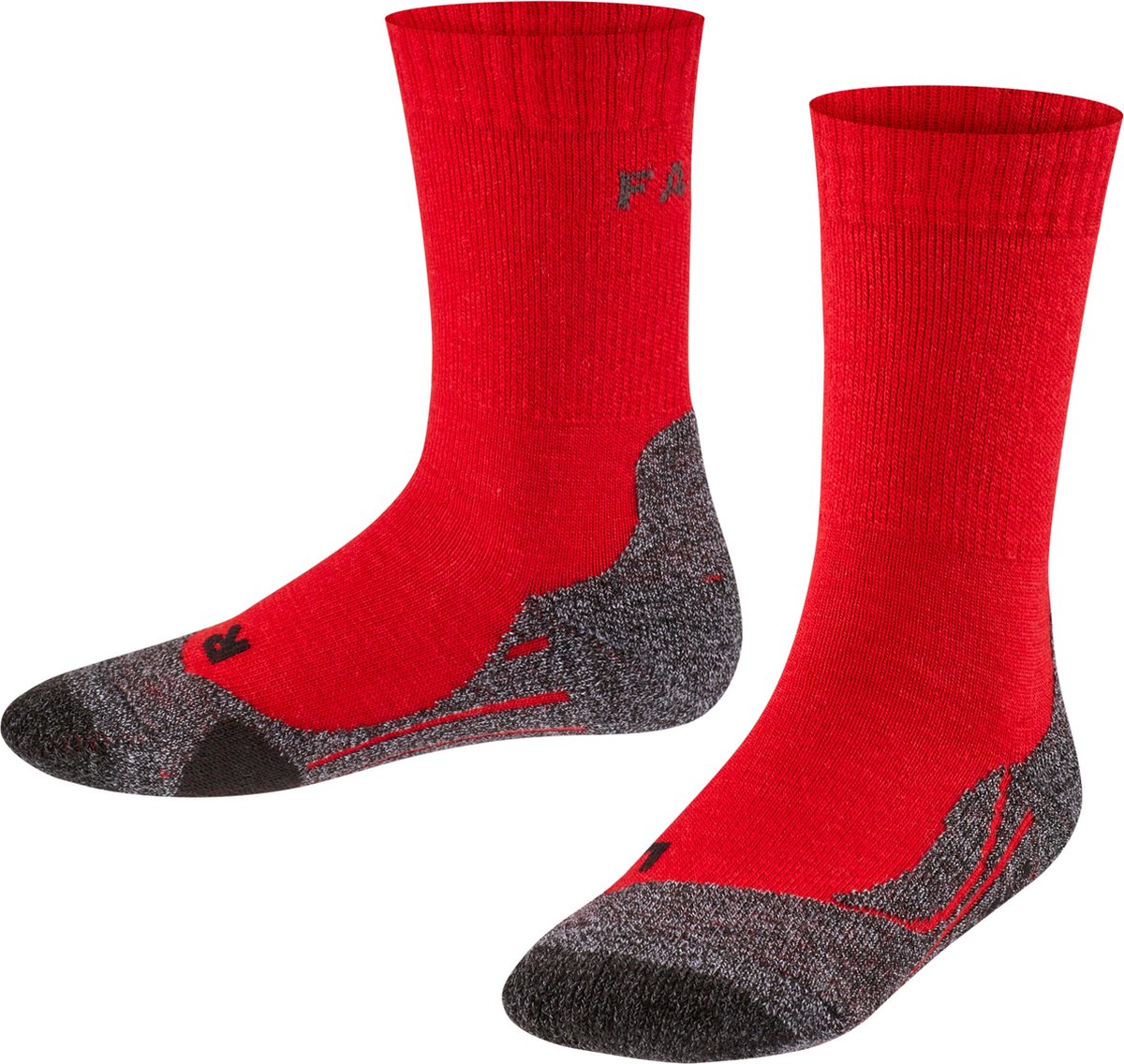 Falke tk2 chaussettes de marche anti ampoules, rembourrage moyen chaussettes de sport en laine mérinos enfants rouge - taille 35-38