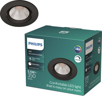 Philips LED Spot encastrable Philips Sparkle - dimmable avec variateur - 5,5W - lumière blanc chaud - noir