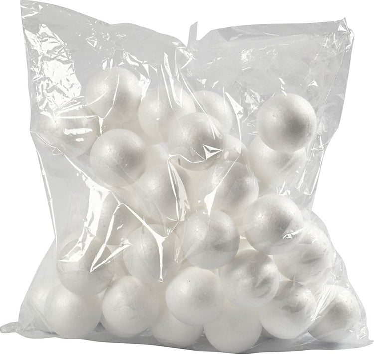 Boules Creativ company, d 6 cm, blanches, 50 pièces 1 boîte