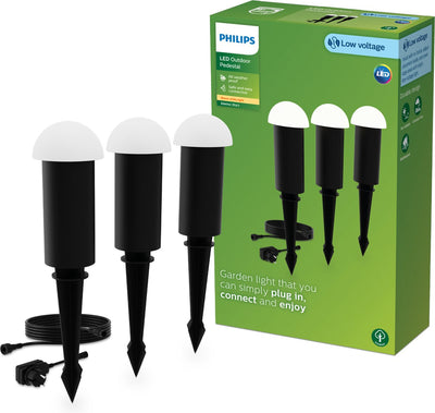 Philips LED Philips Edwina Gardenlink - pack de 3 - lampe sur pied avec brochette - 24v - lumière blanc chaud; 2700k - noir - éclairage d'allée de jardin