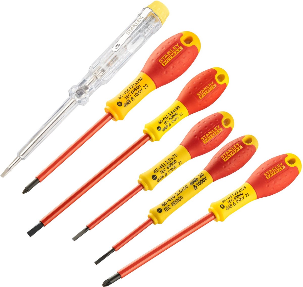 Stanley outils à main jeu de 6 tournevis fatmax vde pz parallèle pozidriv - 0-65-443