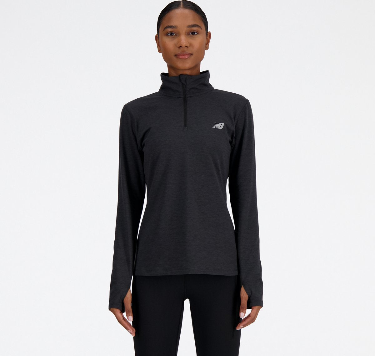 Pull de sport femme New Balance Sport Essentials Space Dye 1 4 - noir