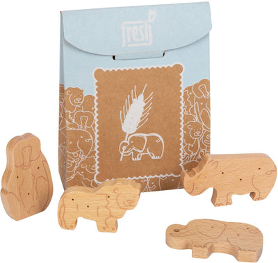 Playets en bois à petit pied Animaux Craquelins, 8dlg.